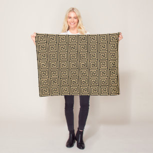 Griekse Meander Key Squares Patroon Bruin Fleece Deken
