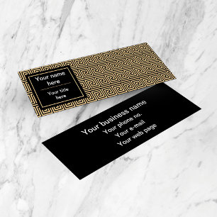 Griekse Meander Key Squares Patroon Bruin Mini Visitekaartje