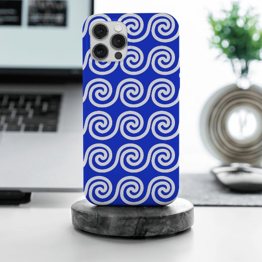 Griekse Meander Key Waves Patroon Blauw Case-Mate iPhone Case
