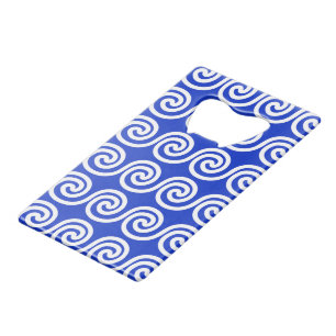 Griekse Meander Key Waves Patroon Blauw Kredietkaart Flessenopener
