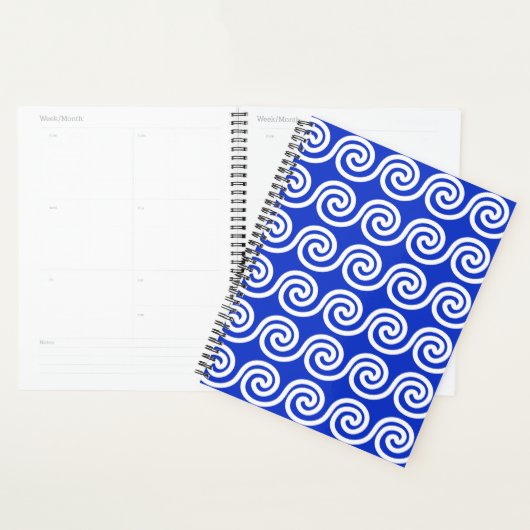 Griekse Meander Key Waves Patroon Blauw Planner (Display)
