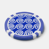 Griekse Meander Key Waves Patroon Blauw Poker Chips (Enkel)