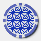Griekse Meander Key Waves Patroon Blauw Poker Chips (Voorkant)