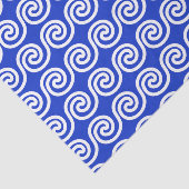 Griekse Meander Key Waves Patroon Blauw Tissuepapier (Detail)