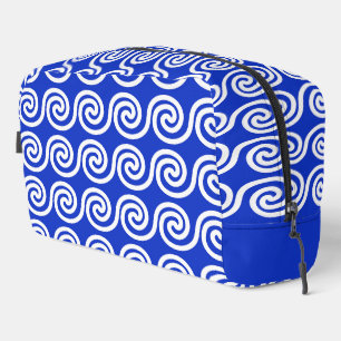 Griekse Meander Sleutel Golven Patroon Blauw Toilettasje