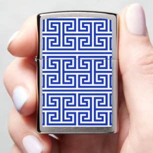 Griekse Meander Sleutel Vierkant H Patroon Blauw