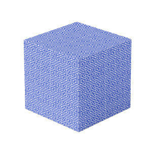 Griekse Meander Sleutel Vierkant H Patroon Blauw Kubus