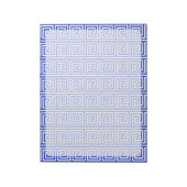 Griekse Meander Sleutel Vierkanten Patroon Blauw Notitieblok (Gedraaid)