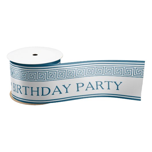 Griekse meanderpatroon in blauw met eigen naam lint (Spoel)