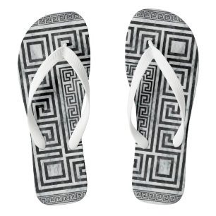 Griekse muurschildering - Griekse sleutel zwart-wi Teenslippers