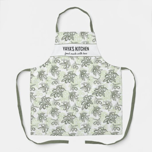 Griekse olijven, restaurantskap, Yaya aangepaste t Schort (Voorkant)