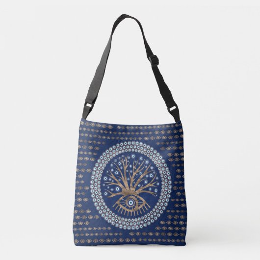 Griekse oogboom - Mati Mataki - Matiasma op blauw Crossbody Tas (Achterkant)