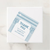 Griekse partij met blauwe kolommen Dank u Bedankjes Labels (In situ)