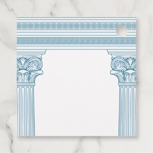 Griekse partij met blauwe kolommen Dank u Bedankjes Labels (Achterkant)