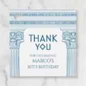 Griekse partij met blauwe kolommen Dank u Bedankjes Labels (Voorkant)