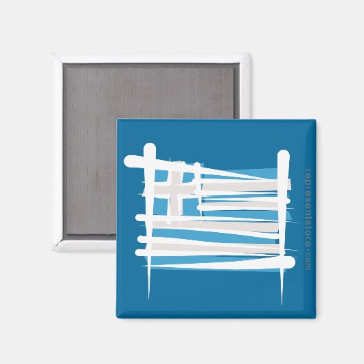 Griekse penseelvlag magneet (Voorkant / Achterkant)