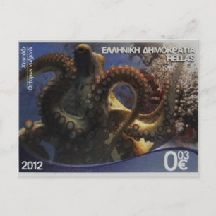 Griekse postzegel Gemeenschappelijke octopus Briefkaart