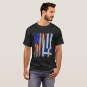 GRIEKSE ROOTS Half-American Flag USA GRIEKENLAND F T-shirt (Voorkant volledig)