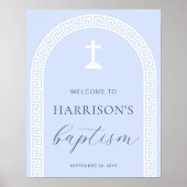 Griekse Sleutel Boog Blauw Dopen Welkomstbord Poster (Voorkant)