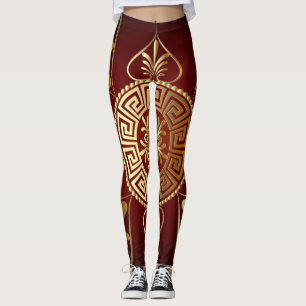 Griekse Sleutel Bordeaux Leggings