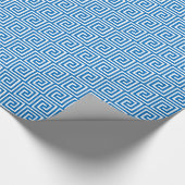 Griekse sleutel, cerulean blauw en wit cadeaupapier (Hoek)