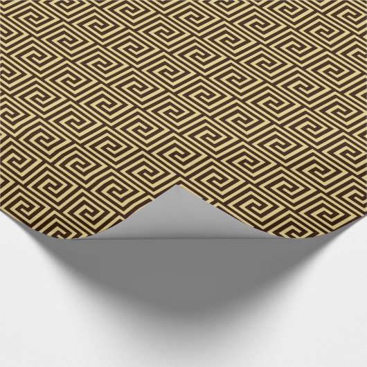 Griekse sleutel, chocoladebruin en geelbruin cadeaupapier (Hoek)