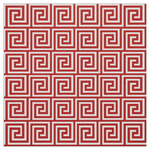 Griekse sleutel, diep rood en wit stof