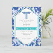 Griekse sleutel en aqua, blauwe kolom Griekse brui Kaart (Staand voorkant)