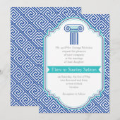 Griekse sleutel en aqua, blauwe kolom Griekse brui Kaart (Voorkant / Achterkant)