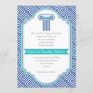 Griekse sleutel en aqua, blauwe kolom Griekse brui Kaart