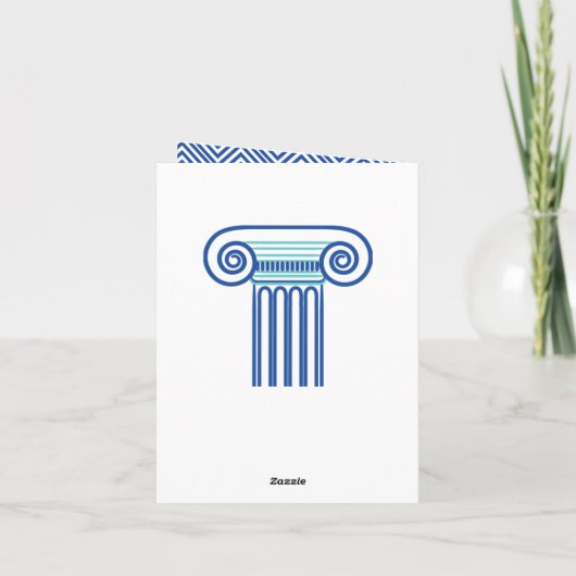 Griekse sleutel en aquablauwe kolom bruiloft Dank Bedankkaart (Achterkant)