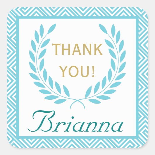 Griekse sleutel en laurierkrans bruiloft Save the  Vierkante Sticker (Voorkant)