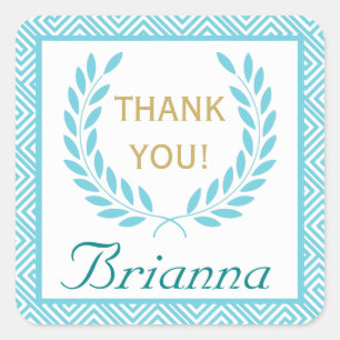 Griekse sleutel en laurierkrans bruiloft Save the  Vierkante Sticker