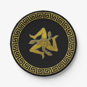  Griekse sleutel en Siciliaanse Trinacria Papieren Bordje