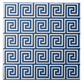 Griekse sleutel, marineblauw en wit tegeltje