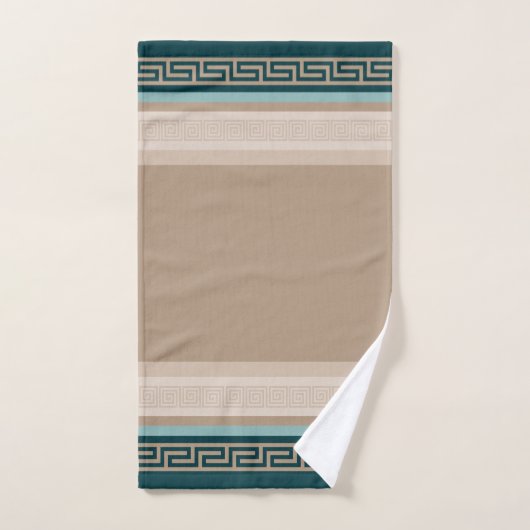 Griekse sleutel - Meander - Taupe en Green Bad Handdoek (Handdoek)