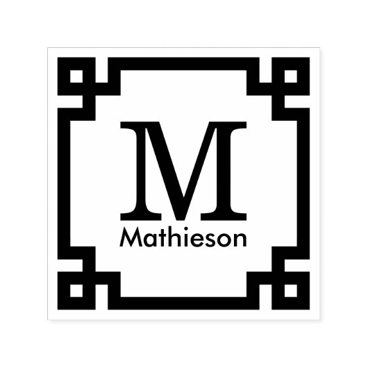 Griekse Sleutel Omlijst Initiaal Naam Monogram Zelfinktende Stempel (Design)