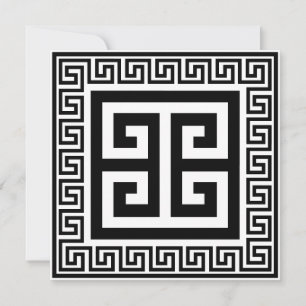 Griekse Sleutel Patroon Zwart Design Kaart