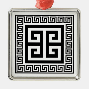 Griekse Sleutel Patroon Zwart Design Metaal Orname Metalen Ornament