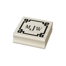Griekse Sleutel Rand Monogram Stempel van Rubber