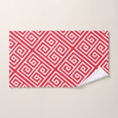 Griekse Sleutel Rood Wit Minimaal Patroon Bad Handdoek (Handdoek)