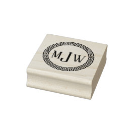 Griekse Sleutel S 3 Initiaal + naammonogram rubber Rubberstempel
