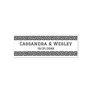 Griekse sleutel S Border Couple Naam Datum Zelfinktende Stempel