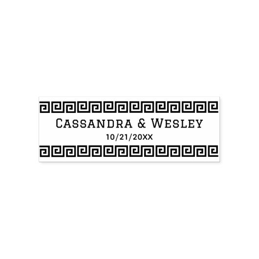 Griekse sleutel S Border Couple Naam Datum Zelfinktende Stempel (Design)