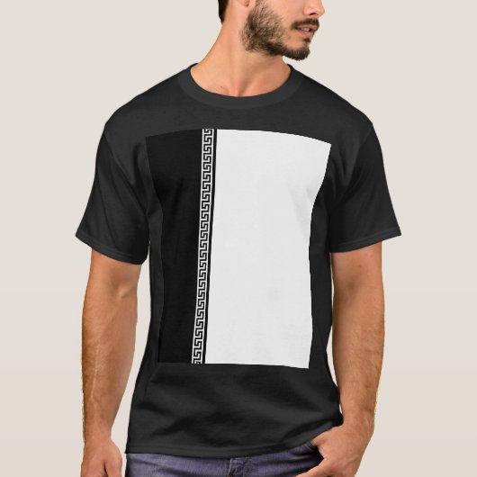 Griekse Sleutel Verticaal - Zwart en Wit T-shirt (Voorkant)