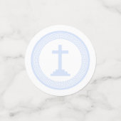 Griekse Sleutel Wit Blauw Doopsel Confetti (Kleine voorkant)