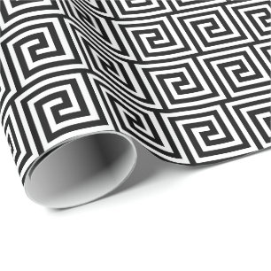 Griekse sleutel, zwart-wit cadeaupapier
