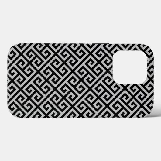 Griekse sleuteldiamanten in zwart en grijs Case-Mate iPhone case (Achterkant (horizontaal))