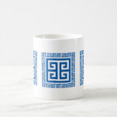 Griekse Sleutelpatroon Blauw En Wit Ontwerp Koffiemok (Center)