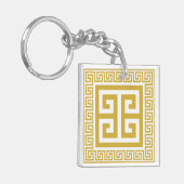 Griekse Sleutelpatroon Gouden Ontwerp Sleutelhanger (Voorkant Links)